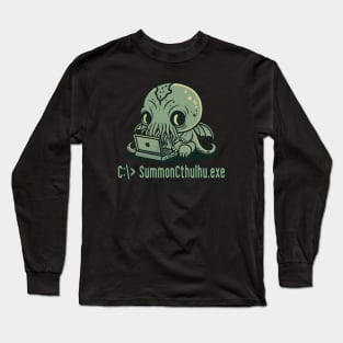 Chibi Cthulhu Programmer - SummonCthulhu.exe Long Sleeve T-Shirt